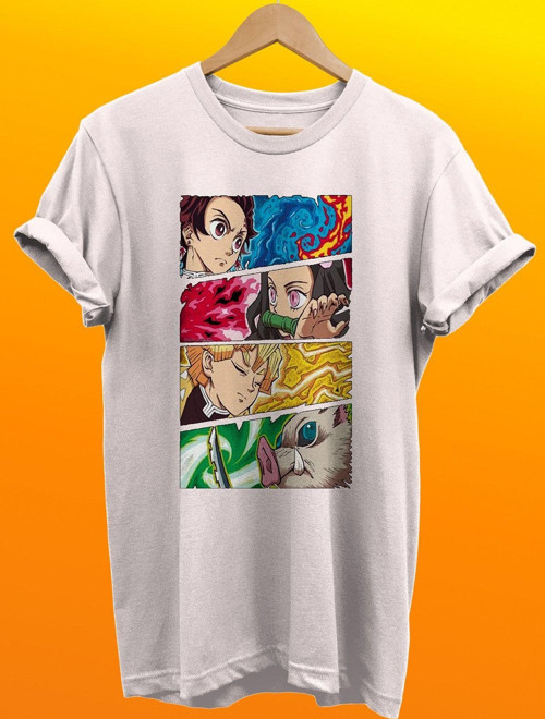 Demon Slayer Kimetsu No Yaiba Baskılı %100 Pamuk Basic T-Shirt Normal Beden Tişört