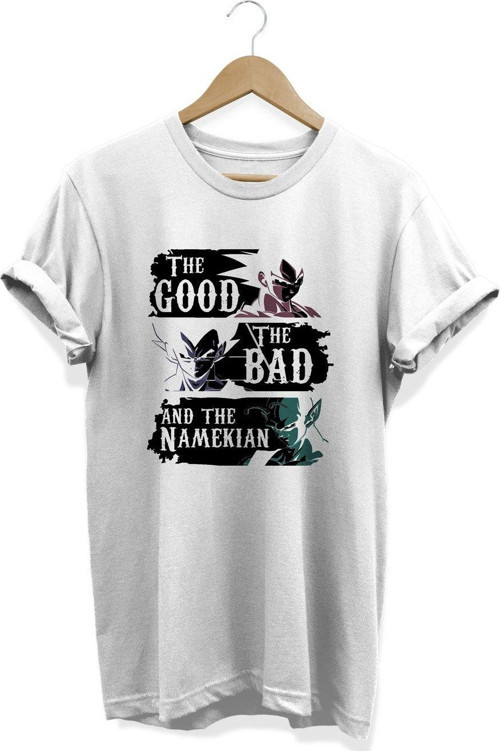 Dragon Ball Good Bad Namekian Baskılı Beyaz T-Shirt