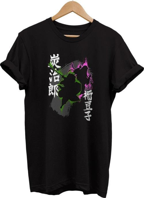 Demon Slayer Nezuko And Tanjiro Baskılı %100 Pamuk Basic T-Shirt Normal Beden Tişört