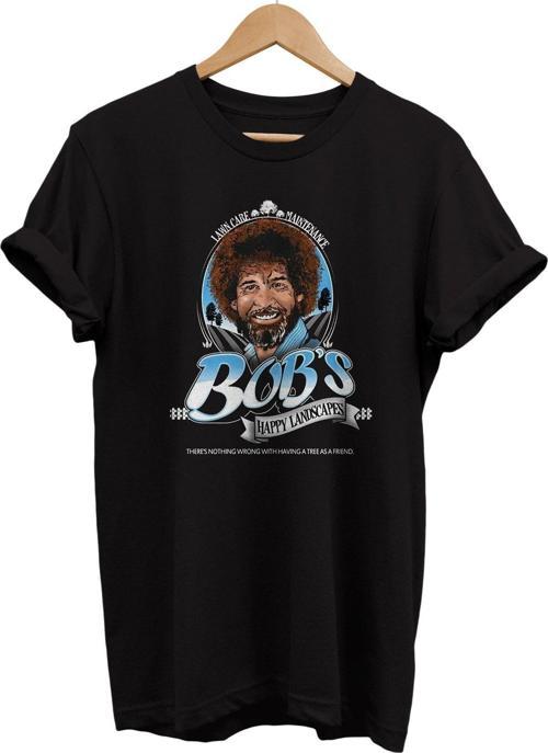 Ressam Bob Ross Baskılı %100 Pamuk Basic T-Shirt Normal Beden Tişört