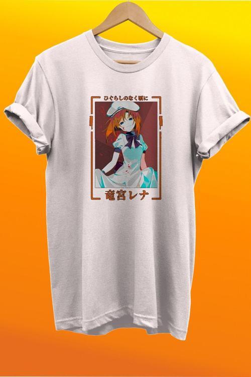 Rena Ryuugu Baskılı %100 Pamuk Basic T-Shirt Normal Beden Tişört