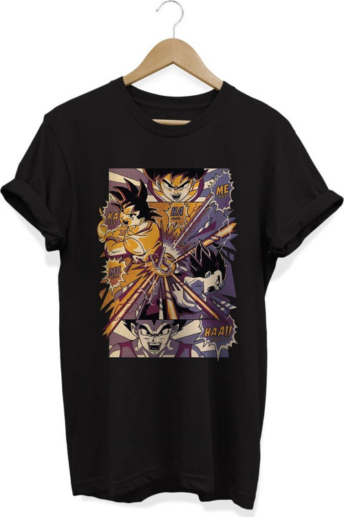 Dragonball Goku Kamehameha Anime Baskılı Pamuklu T-Shirt
