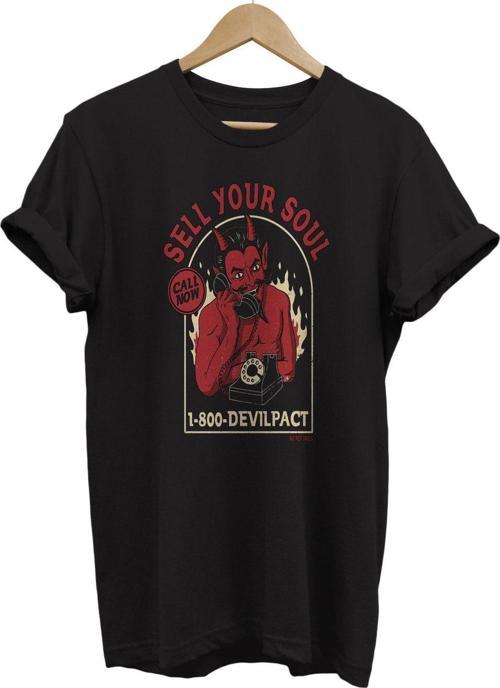 Sell Your Soul Baskılı %100 Pamuk Basic T-Shirt Normal Beden Tişört