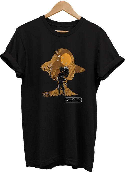 One Piece Luffy Baskılı %100 Pamuk Basic T-Shirt Normal Beden Tişört