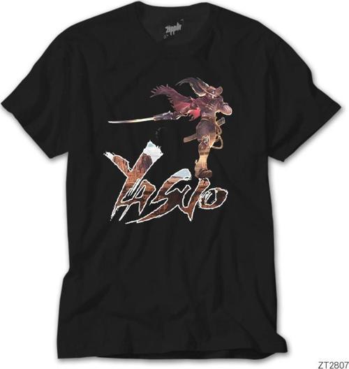 Unisex Lol Vahşi Batılı Yasuo Siyah Tişört