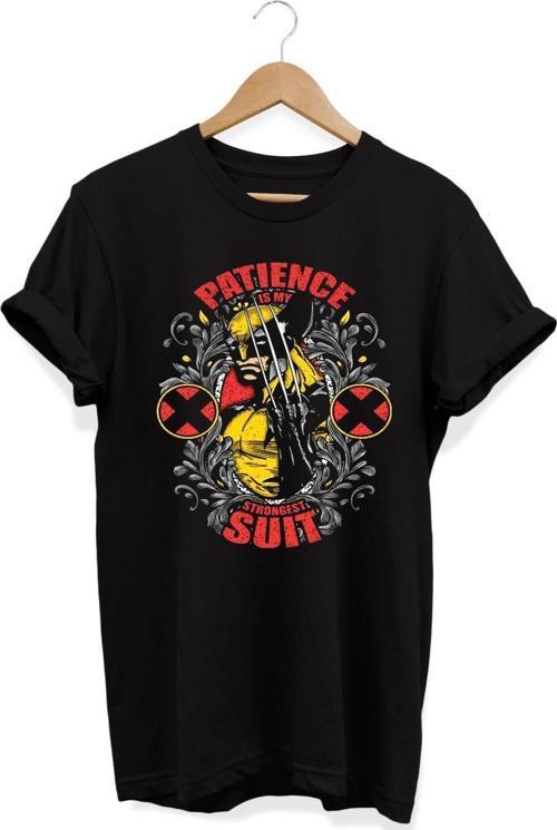 , Wolverine Baskılı, %100 Pamuk, Bisiklet Yaka, Normal Beden Tişört, Basic T-Shirt