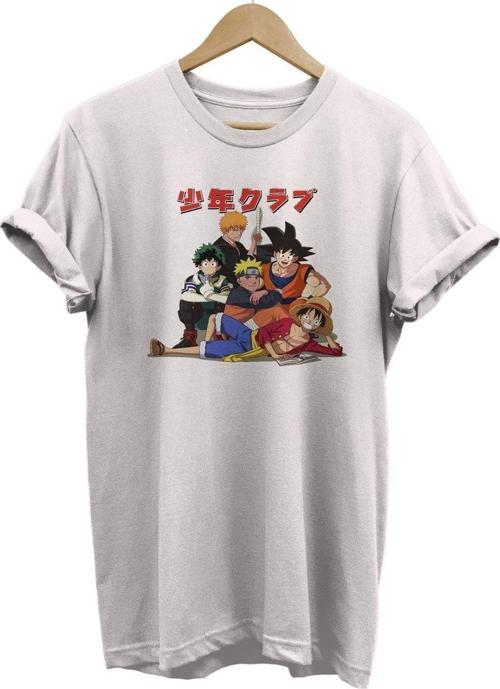 Anime Kahramanları Baskılı %100 Pamuk Basic T-Shirt Normal Beden Tişört