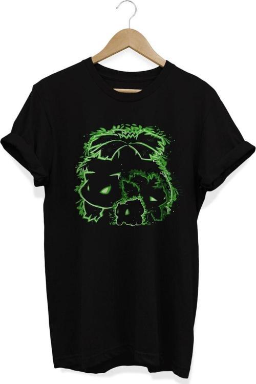 Pokemon Bulbasaur Ivysaur Venusaur Evolve Baskılı Siyah T-Shirt