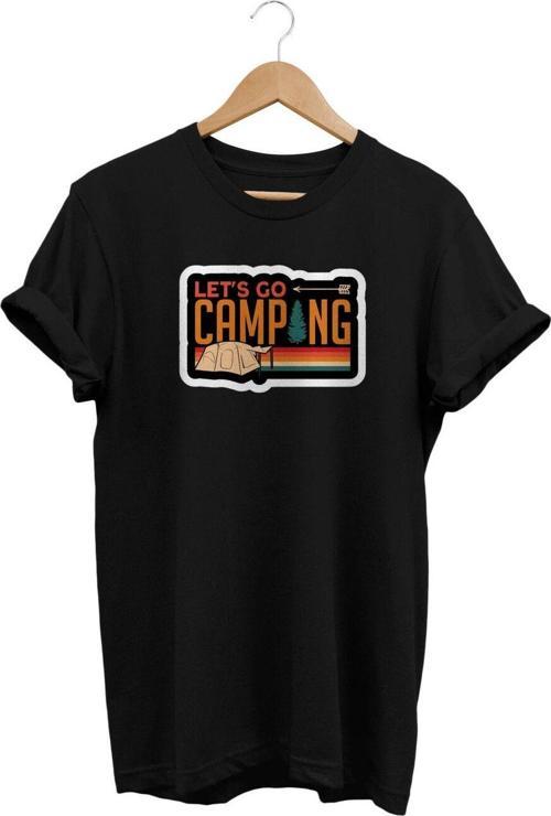 Kamp Tema  Baskılı, %100 Pamuk, Bisiklet Yaka, Normal Beden Tişört, Basic T-Shirt