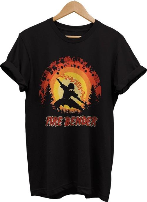 Avatar Ateş Bükücü Baskılı %100 Pamuk Basic T-Shirt Normal Beden Tişört