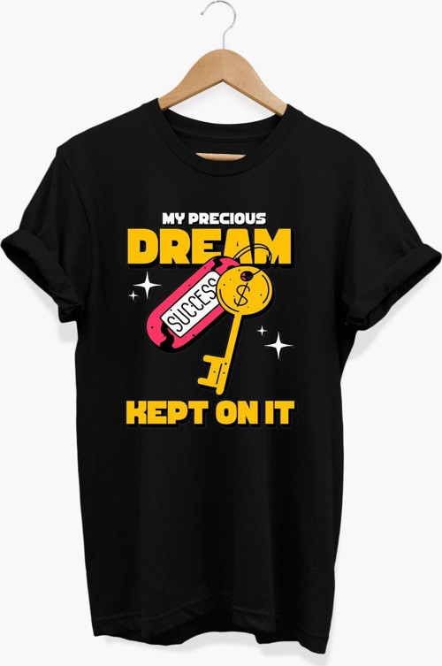 , Dream Baskılı, %100 Pamuk, Bisiklet Yaka, Basic T-Shirt, Normal Beden Tişört