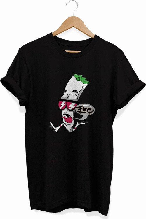 , Fire Baskılı, %100 Pamuk, Bisiklet Yaka, Basic T-Shirt, Normal Beden Tişört