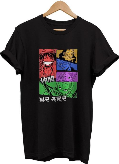 One Piece Baskılı %100 Pamuk Basic T-Shirt Normal Beden Tişört