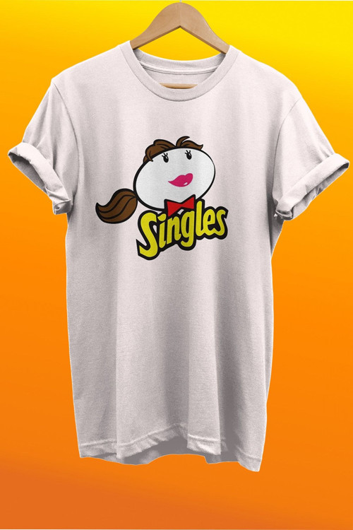 Singles Baskılı %100 Pamuk Basic T-Shirt Normal Beden Tişört