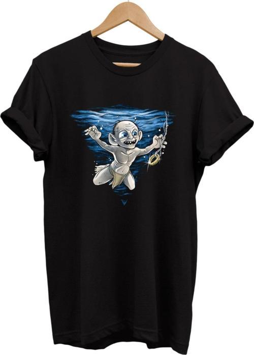 Lotr Yüzüklerin Efendisi Gollum Yüzük Nirvana Baskılı %100 Pamuk Basic T-Shirt