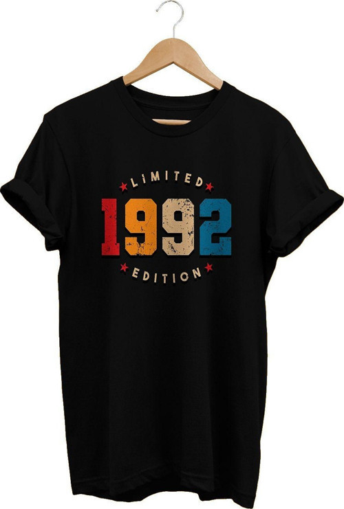 1992 Baskılı Siyah, %100 Pamuk Basic (Normal Beden) T-Shirt