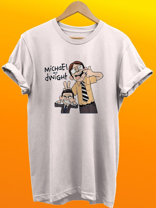 The Office Michael And Dwight Baskılı %100 Pamuk Basic T-Shirt Normal Beden Tişört