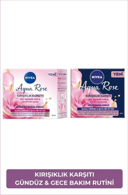 Aqua Rose Kırışıklık Karşıtı Gündüz Yüz Bakım Kremi 50ml ve Sıkılaştırıcı Gece Bakım Kremi 50ml