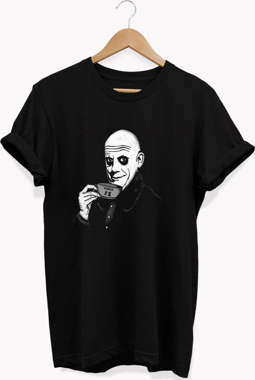 , Addams Family Baskılı, %100 Pamuk, Bisiklet Yaka, Basic T-Shirt, Normal Beden Tişört