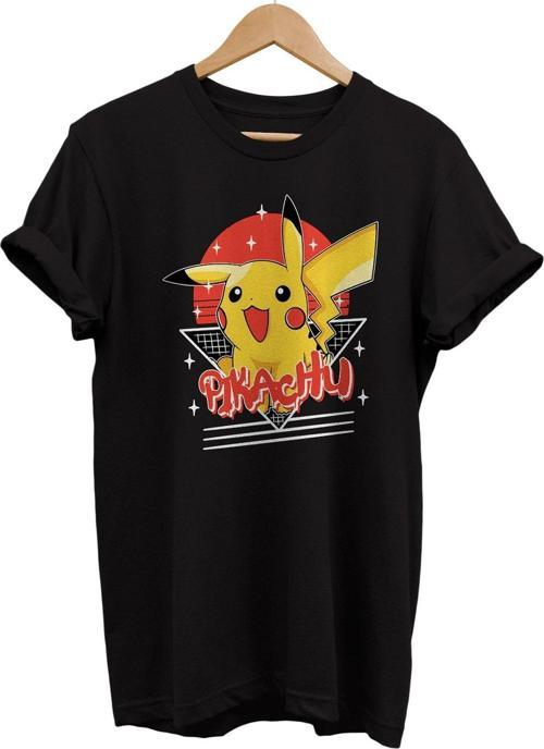 Pikachu Baskılı %100 Pamuk Basic T-Shirt Normal Beden Tişört