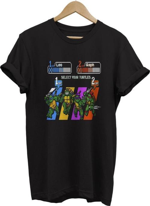Nınja Turtles Atari Oyunu Baskılı %100 Pamuk Basic T-Shirt Normal Beden Tişört