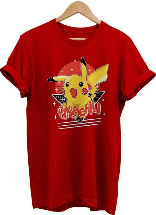 Pikachu Baskılı %100 Pamuk Basic T-Shirt Normal Beden Tişört