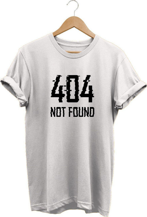 404 Not Found Baskılı Beyaz, %100 Pamuk Basic (Normal Beden) T-Shirt