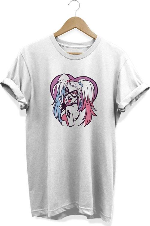Gotham City Harley Quinn Baskılı Beyaz T-Shirt