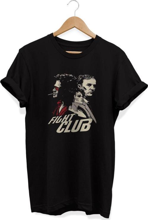 , Fight Club Baskılı, %100 Pamuk, Bisiklet Yaka, Normal Beden Tişört, Basic T-Shirt