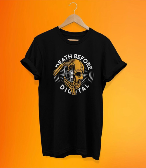 Before Digital Baskılı Siyah, %100 Pamuk Basic (Normal Beden) T-Shirt