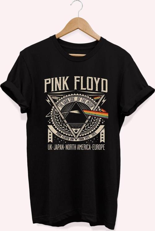 , Pink Floyd Baskılı, %100 Pamuk, Bisiklet Yaka, Normal Beden Tişört, Basic T-Shirt