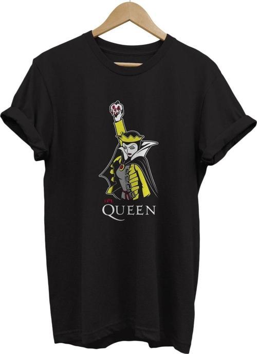 Disney Queen Baskılı %100 Pamuk Basic T-Shirt Normal Beden Tişört