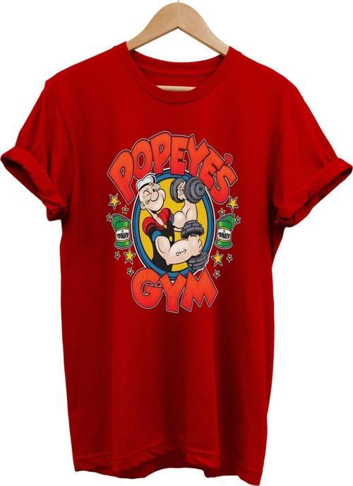 Temel Reis Popeye Gym Baskılı %100 Pamuk Basic T-Shirt Normal Beden Tişört