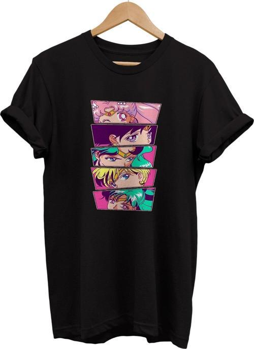 Sailor Moon Ekibi Baskılı %100 Pamuk Basic T-Shirt Normal Beden Tişört