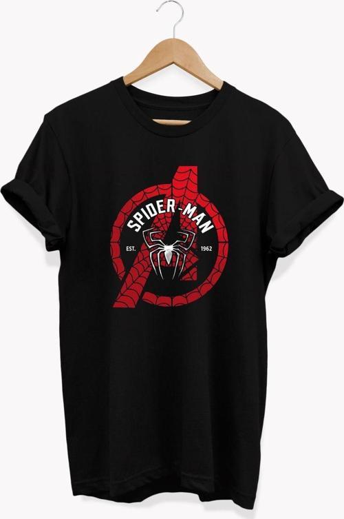 , Spiderman Baskılı, %100 Pamuk, Bisiklet Yaka, Normal Beden Tişört, Basic T-Shirt