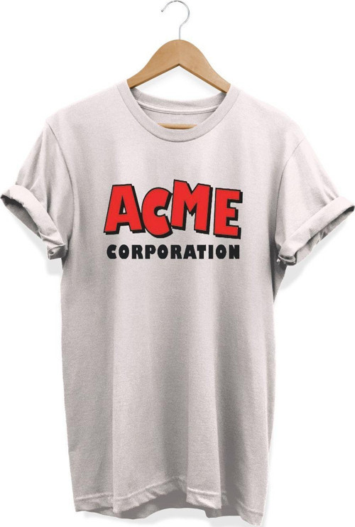 , Acme Corp. Baskılı, %100 Pamuk, Bisiklet Yaka, Basic T-Shirt, Normal Beden Tişört