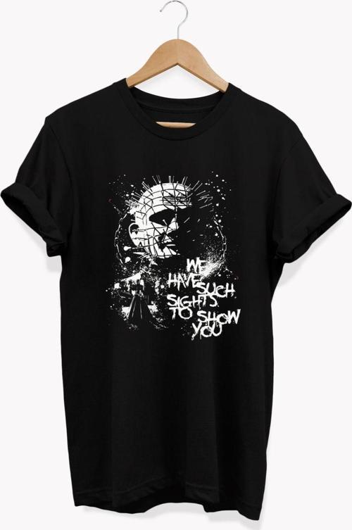 ,Hellraiser Baskılı, %100 Pamuk, Bisiklet Yaka, Basic T-Shirt, Normal Beden Tişört
