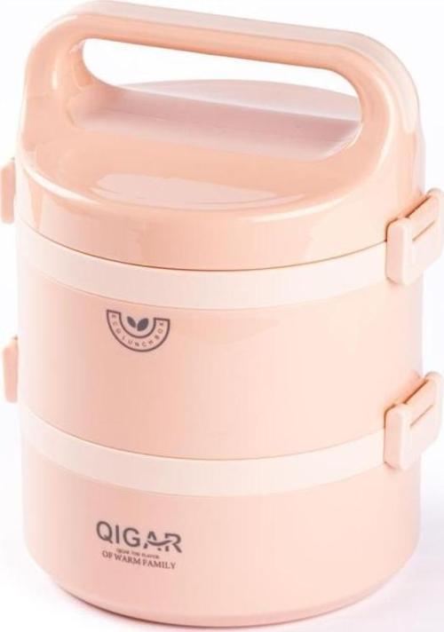 Food 2 Katlı Paslanmaz Çelik Yuvarlak Yemek Taşıma Kabı 1.25L
