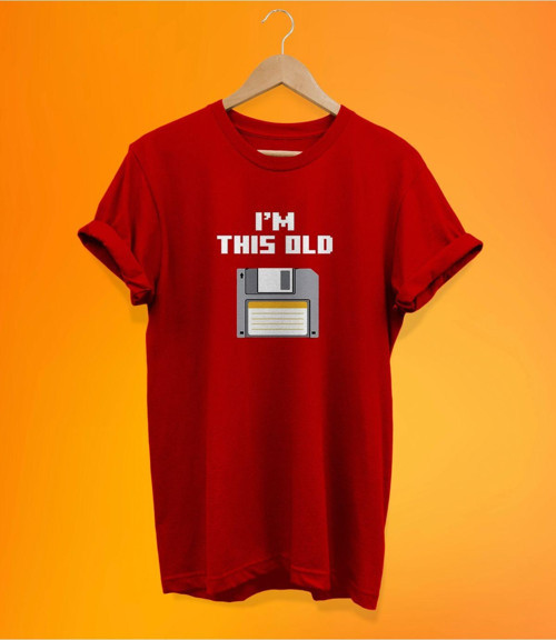 Retro I'M This Old Baskılı Kırmızı, %100 Pamuk Basic (Normal Beden) T-Shirt