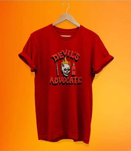 Şeytanın Avukatı Baskılı Kırmızı, %100 Pamuk Basic (Normal Beden) T-Shirt