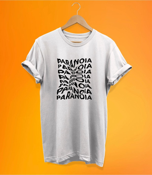Paranoya Baskılı Beyaz, %100 Pamuk Basic (Normal Beden) T-Shirt