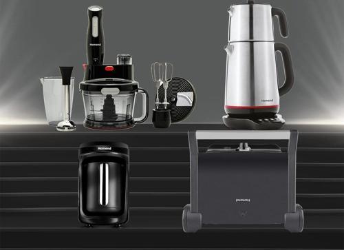 Premium 4'lü Elektrikli Çeyiz Seti Tost, Kahve, Çay Makinesi ve Blender Seti Siyah