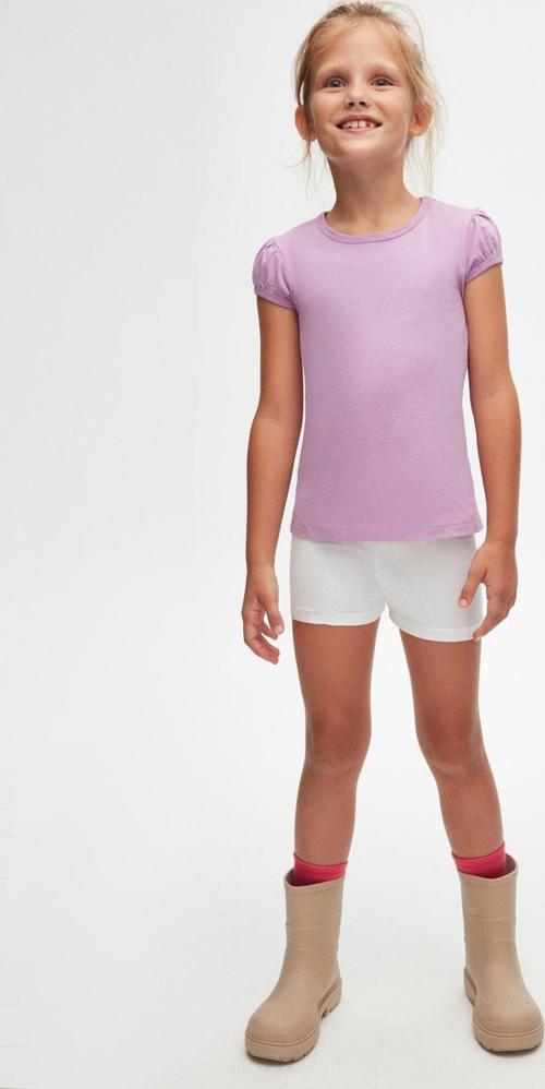 Lila Basic Kız Çocuk Sıfır Yaka Karpuz Kol Tişört