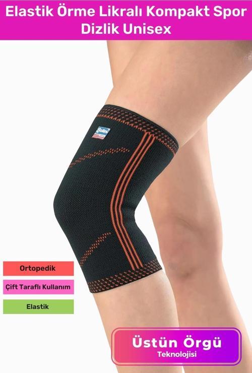 Ortopedik Koruyucu Çift Taraflı Kullanılabilen Elastik Örme Likralı Kompakt Spor Dizlik Unisex