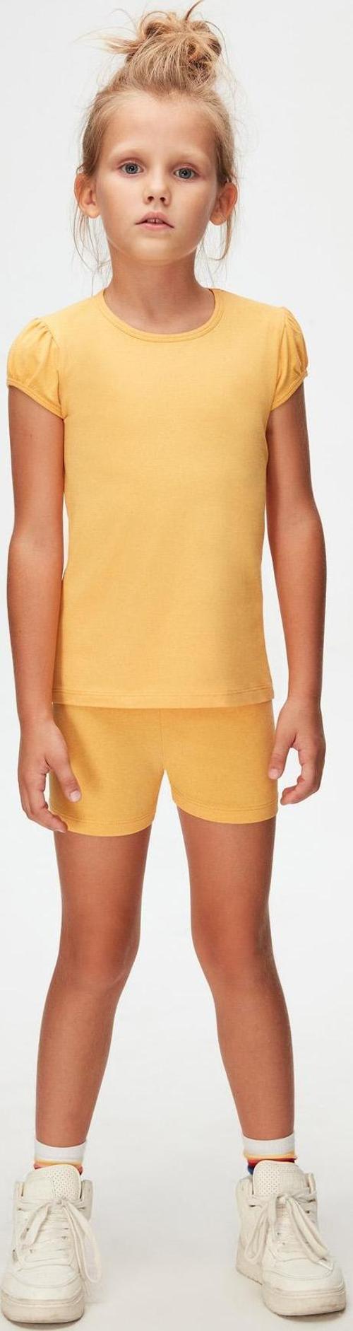 Kavun Sarı Basic Kız Çocuk Sıfır Yaka Karpuz Kol Tişört