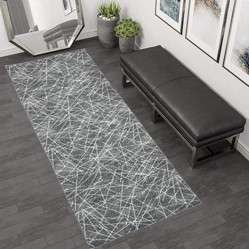 Kalın Deluxe Kaymaz Taban Yıkanabilir Kesme Koridor Mutfak Ve Oda Salon Kesme Yolluk Halı Gri