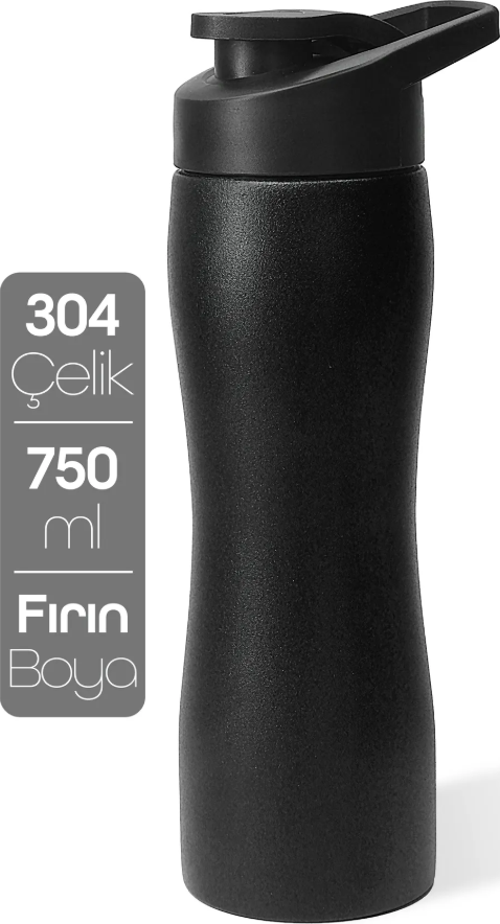 Paslanmaz Çelik Matara - 304 Çelik Spor Suluk BPA İçermez Taşınabilir Tasarım - Siyah Renk