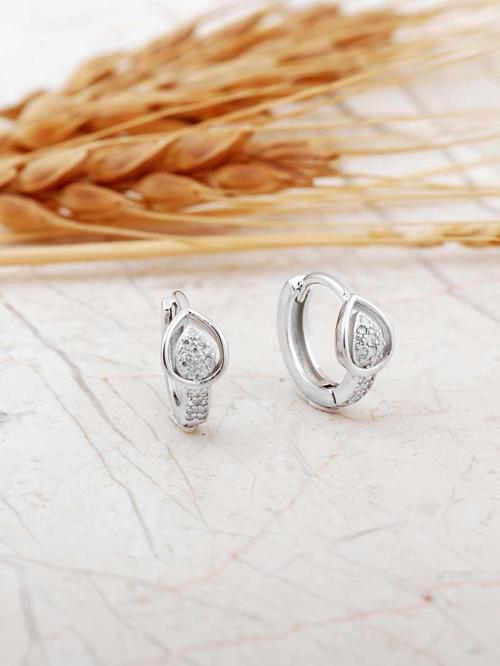 Damla Rodyumlu Gümüş Mini Halka Küpe 7302