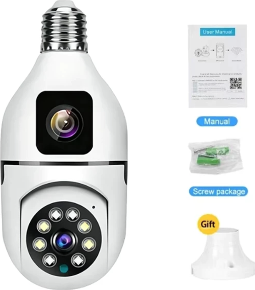 CMR 40 Çift Kameralı 4K FULL HD Hareket Sensörlü Wifi Bağlantılı 360 Derece Başlıklı Güvenlik Kamerası