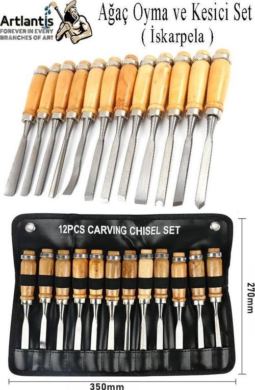 Ağaç Oyma ve Keski Seti 12 Parça 1 Paket Çantalı İskerpela Oyma El Keski Bıçağı Ağaç İşleme Ahşap Oyma Bıçakları Elişi